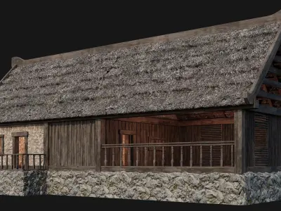 Old House Building 4K Textures GameReady 200 Low-poly 3D model
