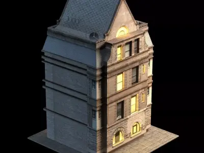 Apartment House 150 Low Poly 3d Building Low-poly 3D model
