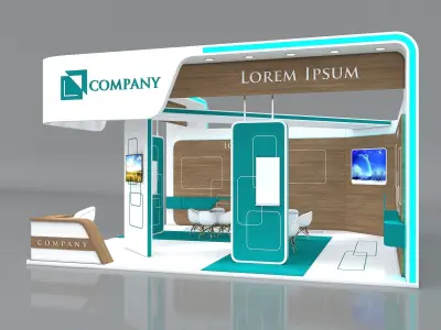 Exhibition Booth Stand Stall 8x8m Height 450 cm 2 Side Open 3D model