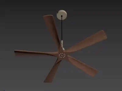 Modern Wooden 5-Blade Ceiling Fan 3D model