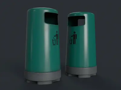 Street Trash Can 4 PBR Game Ready  Low-poly 3D model