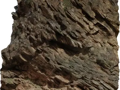 Vertical Cliff Rock Panel Low-poly 3D model