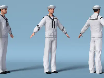  Asian Sailor US Navy A-Pose 