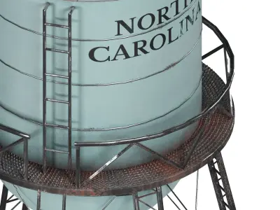 Water tower tank Low-poly 3D model