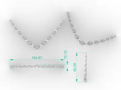 Bold Geometric V-Shape Diamond Collar Necklace 3D print model