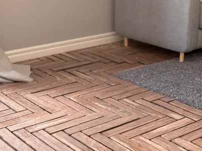 Photorealistic PBR Material - Old Herringbone Wood Texture
