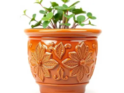 Decorative Flower Pot with Plant Model Pack Low-poly 3D model