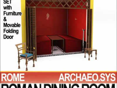 Ancient Roman Dining Room A Collection and VFX 3D model