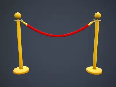 BARRIER ROPE TILE FENCE CARTOON STYLIZED Low-poly 3D model
