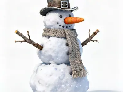 Classic Winter Snowman 3D Model Low-poly 3D model