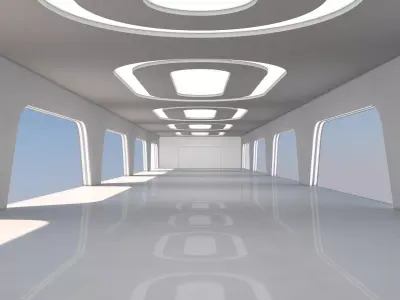 Empty White Corridor 3D model