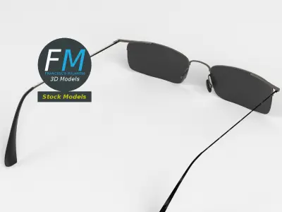 Sunglasses half rim square 3D model