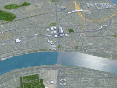 Jilin China 60km Low-poly 3D model