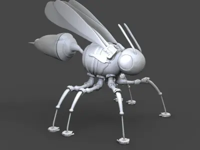 Metal - Mechanical Wasp Character 3D model