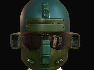 Gas mask helmet 3d model scifi Low-poly  Low-poly 3D model