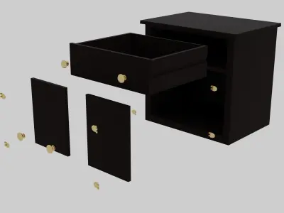 Wood Nightstand 3D model