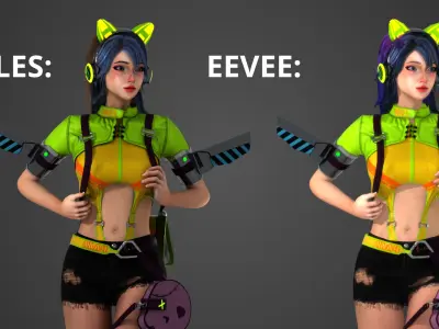 Futuristic Girl - Game Ready Low-poly 3D model