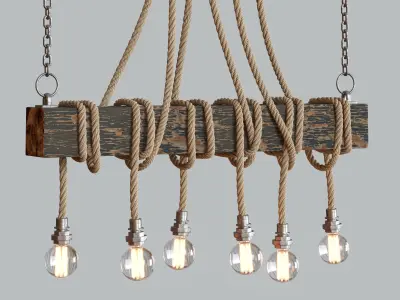 Wooden Beam Chandilier lamp 3D model