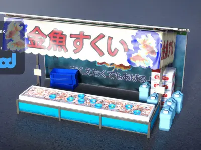 Japanese Street Stall 0005 Goldfish Scooping 3D model