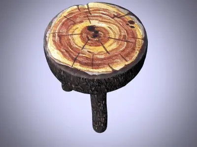 cartoon Old Wooden Chair2 Low-poly 3D model