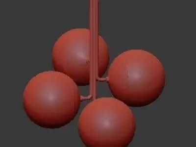 Untitled three spheres hanging from brass fixture 3D model