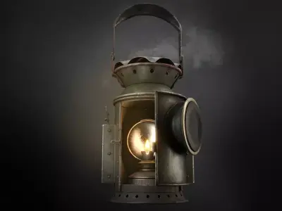 Old railway lamp Low-poly 3D model
