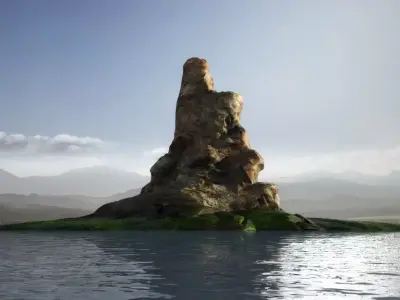Cliffs islands Mountains rock walls nature Moss rocks 3D model