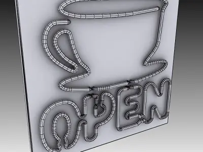 Neon Coffee Sign 3D model