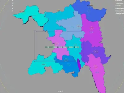 Aargau  Switzerland map region geography political geographic 3D model