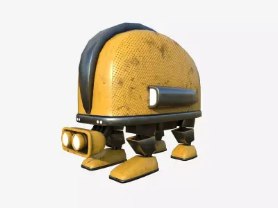 Turtleback Robot J04 Yellow - SciFi Character Design Low-poly 3D model