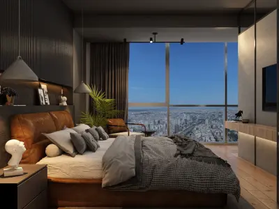Cozy One Room Apartment- Living Room and Bedroom 3D model