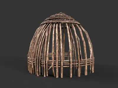 Primitive Wood Stick Jungle Shelter 6 Low-poly 3D model