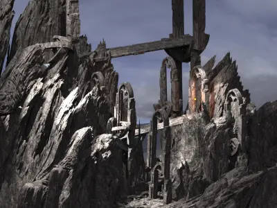 Gorgoroth Temple Fortress Ruins bridge 6 3D model