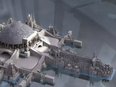 Ancient hallways Scifi City Kit bash 3 3D model