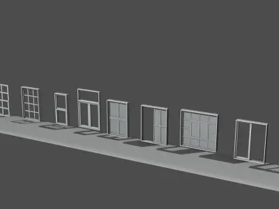 22 Doors and Windows Package Low-poly 3D model