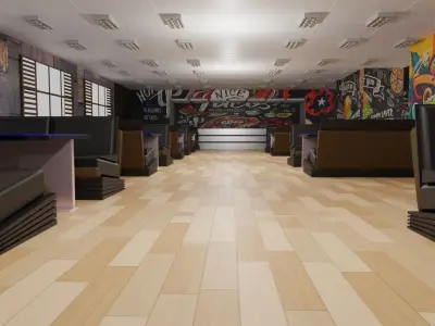 fast food interior Low-poly 3D model