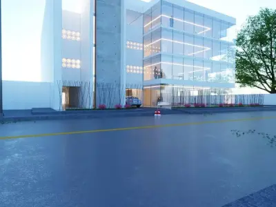 3D Model Bank Building at City Intersection Low-poly 3D model