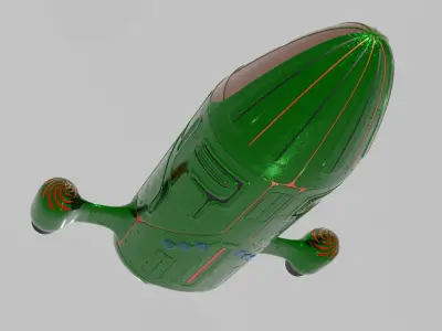 Starship rocket ship flying in sky Low-poly 3D model