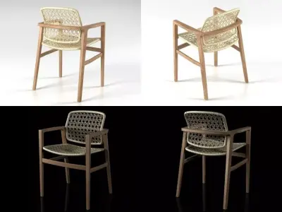 chair four rattan chairs 3D model purchase