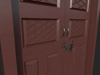 House double door Free low-poly 3D model