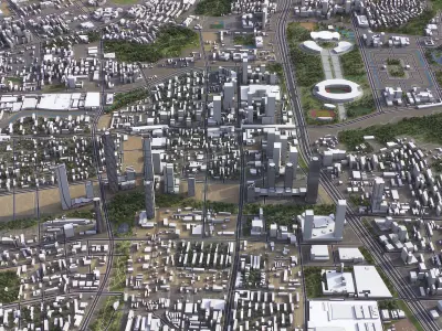Jinan - 3D City Model Low-poly 3D model