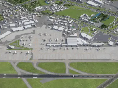 Warsaw Chopin Airport Low-poly 3D model