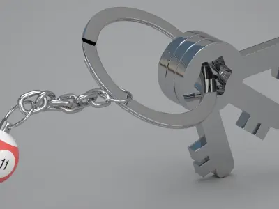 11 Snooker Ball with Keychain 3D model