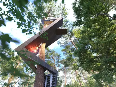 Treehouse in the forest jungle 4k vid full project presentation 3D model