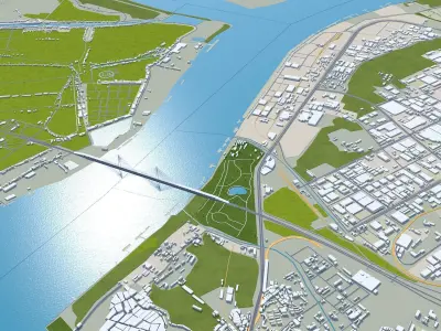 Nanjing China 100km AI Low-poly 3D model