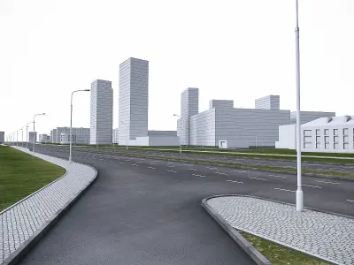 Urban Area Low-poly 3D model