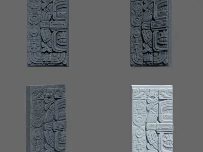 High poly Gray Mayan Temple Wall 230731 3D model
