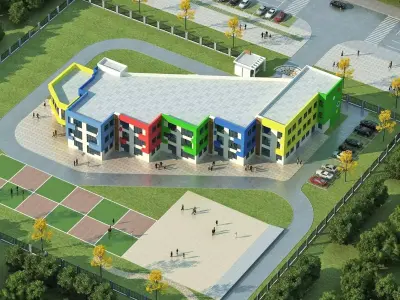 Modern Kindergarten Campus 3D model