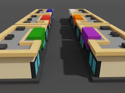 Voxel Supermarket Model 6 Colors Low-poly 3D model