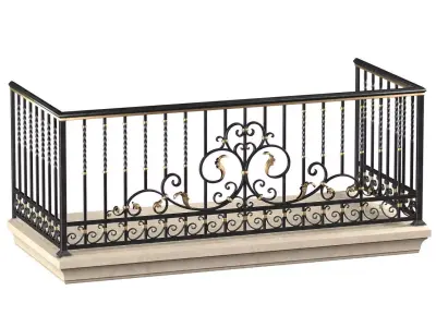 Classic Balcony Forged Fence 3D model